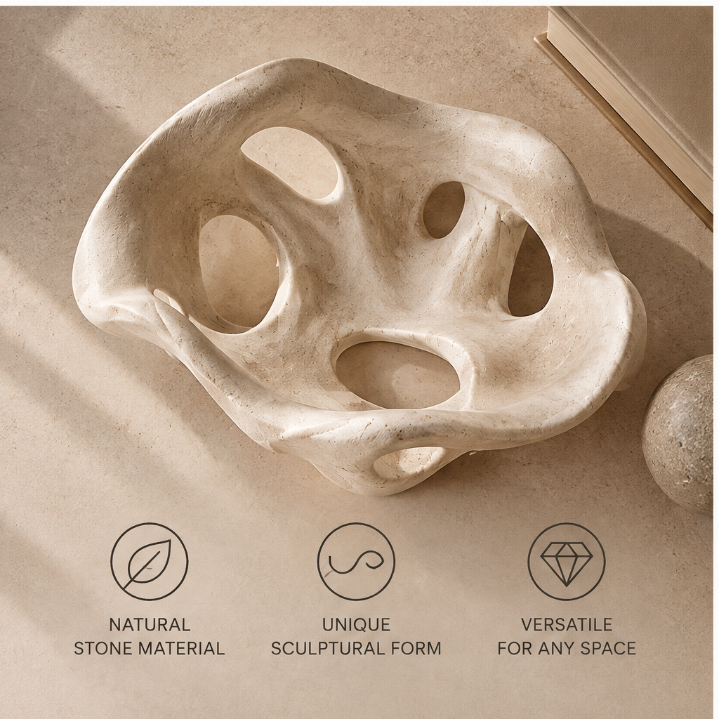 Top-down view of hollow carved tray โ Natural Stone Material