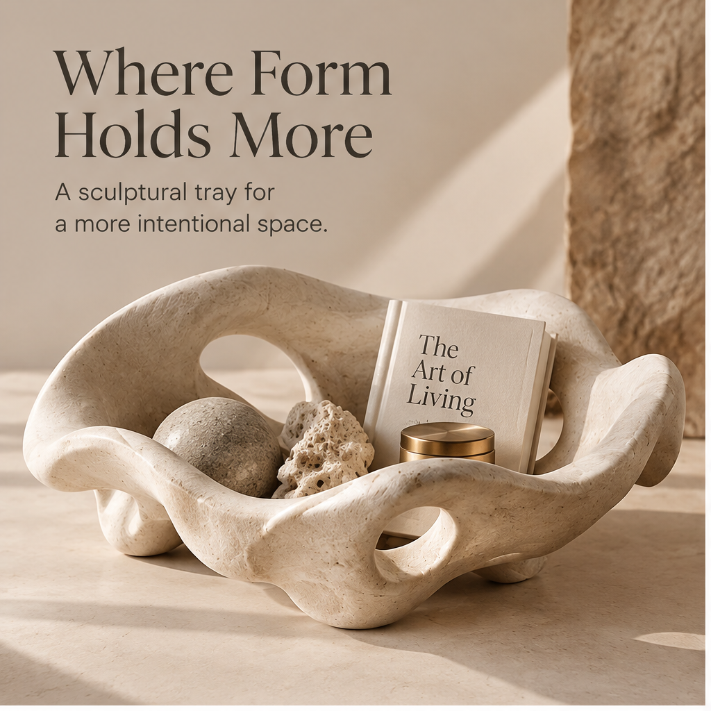 Organic hollow tray on stone surface — Function Meets Art
