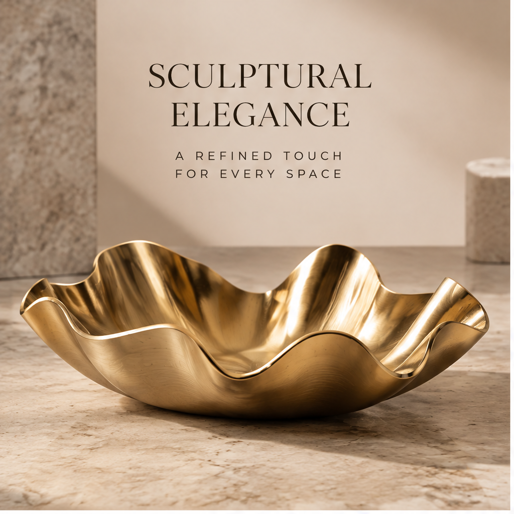 Gold wave-edge tray — Sculptural Elegance, refined touch for every space