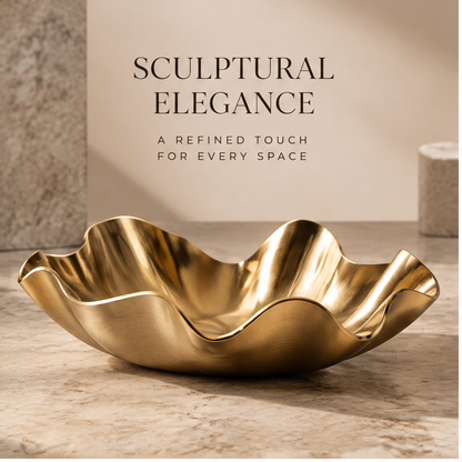 Gold wave-edge tray — Sculptural Elegance, refined touch for every space
