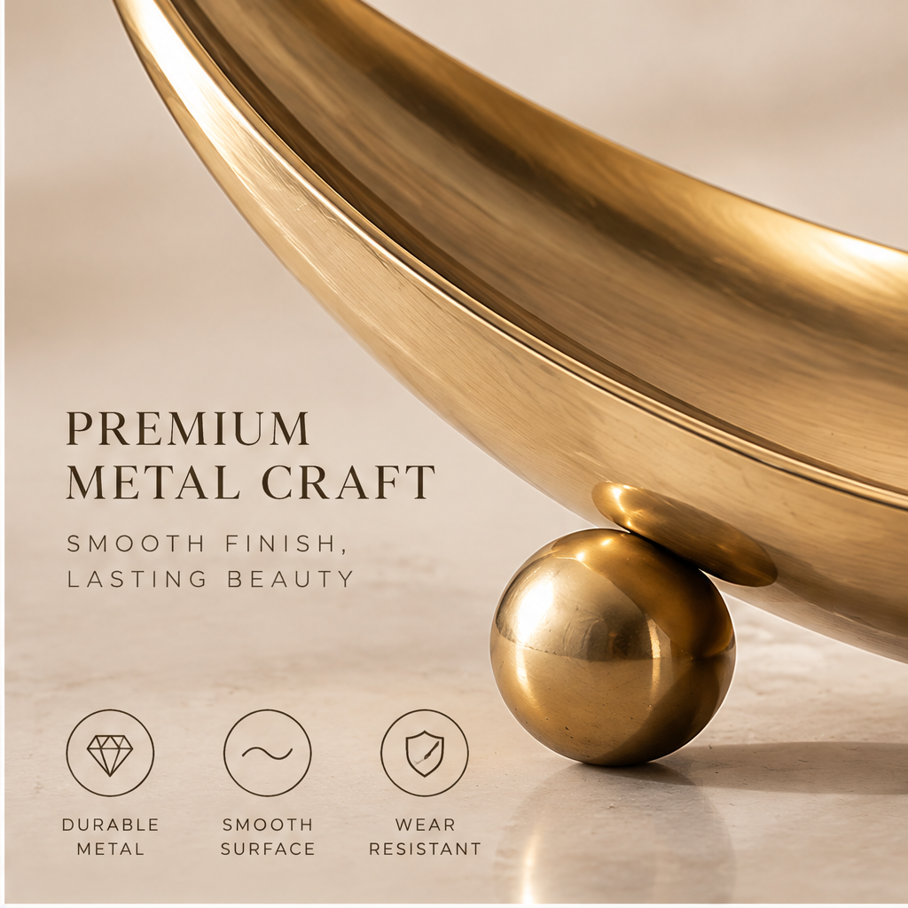 Close-up of smooth gold surface and ball foot — Premium Metal Craft