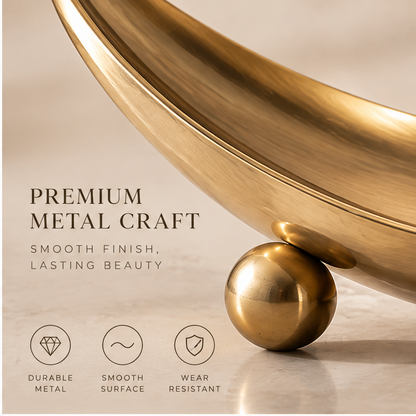 Close-up of smooth gold surface and ball foot — Premium Metal Craft