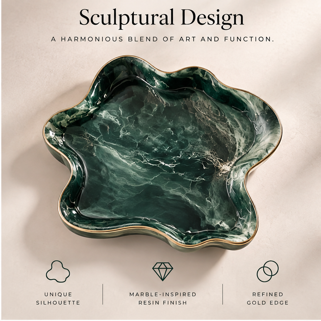 Close-up of gold edge and emerald marble surface — Thoughtful Details