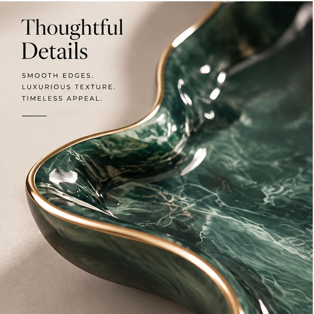 Emerald marble tray with candle, watch and decorative objects — More Than a Tray