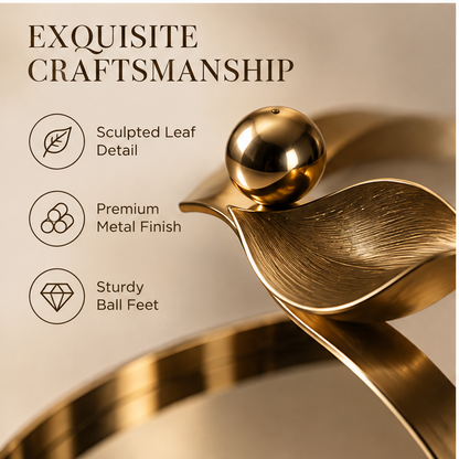 Gold round tray with marble ball and rings — Versatile Elegance