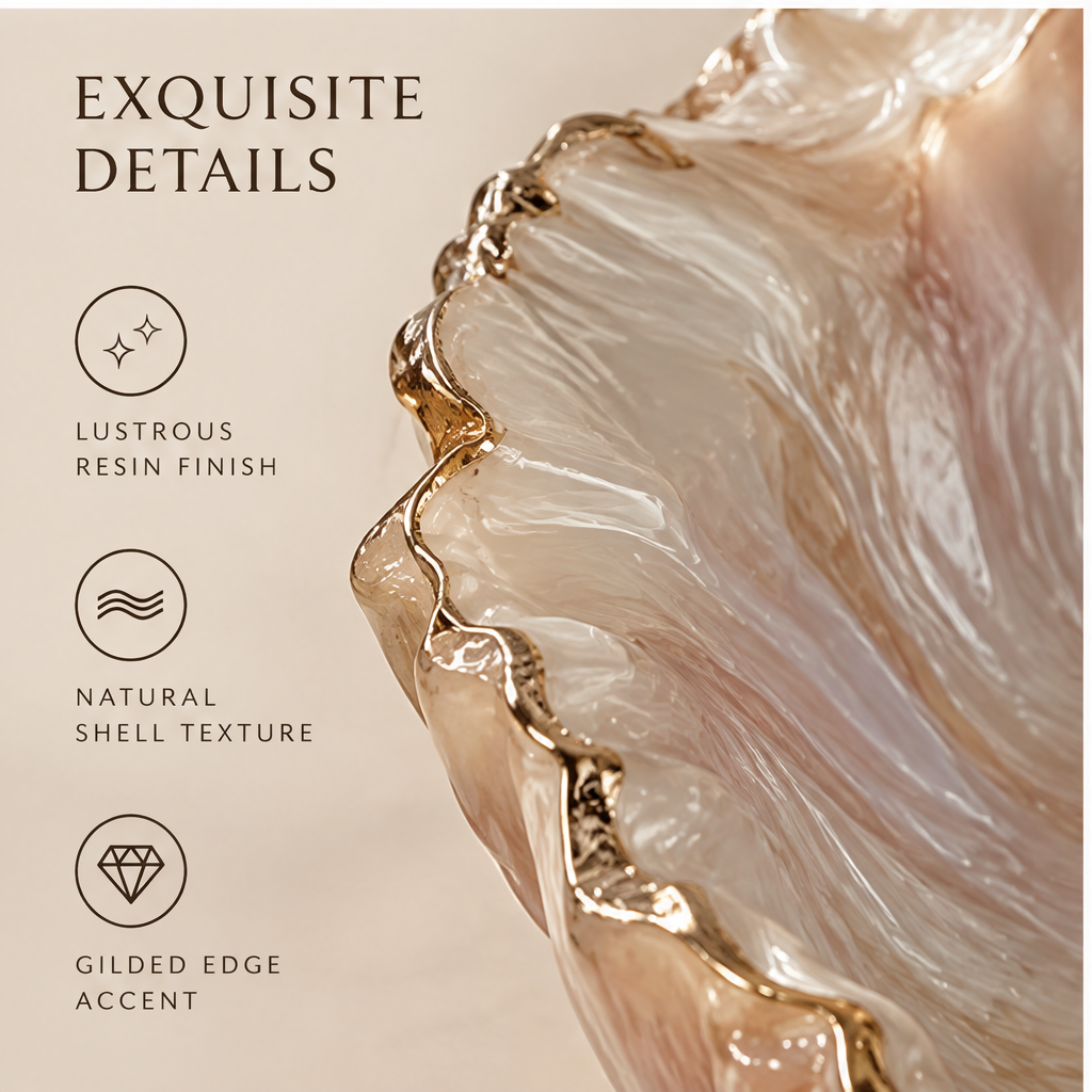 Close-up of gilded edge and natural shell texture — Exquisite Details