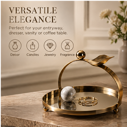 Gold round tray dimensions — 24cm x 16cm, Thoughtful Size