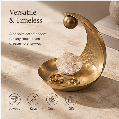 Gold crescent moon tray dimensions — 20cm x 18cm